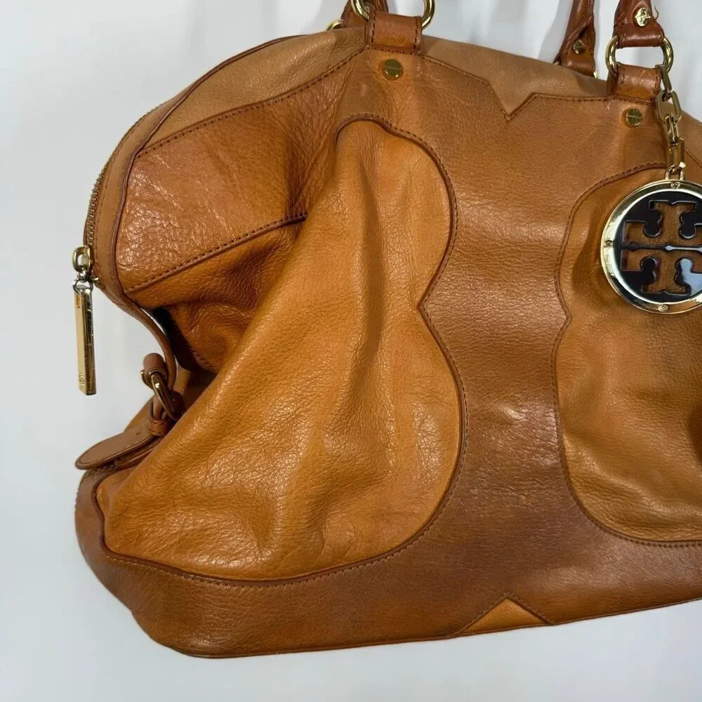 Tory Burch Amalie slouch shoulder bag brown pebbled leather 12x13x6
